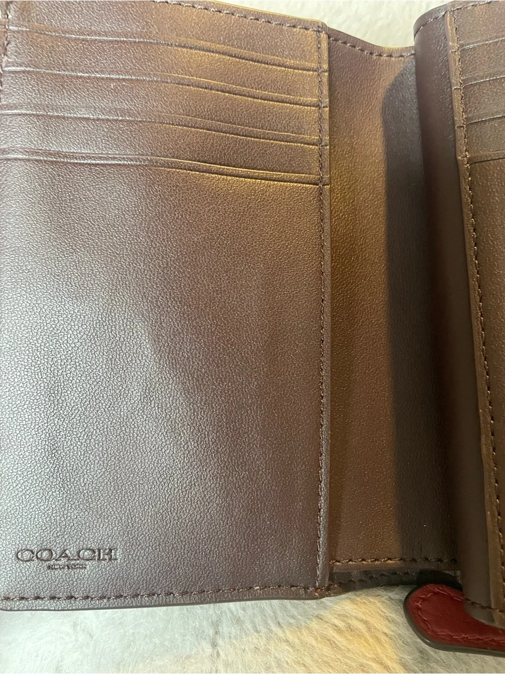 Coach Red Embossed Signature Leather Card Holder